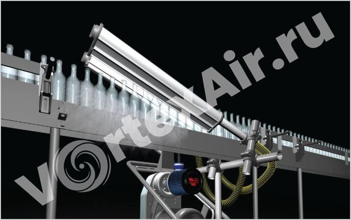 Вихревые воздуходувки для сушки бутылок. Полная комплектация: воздушные ножи, шланги