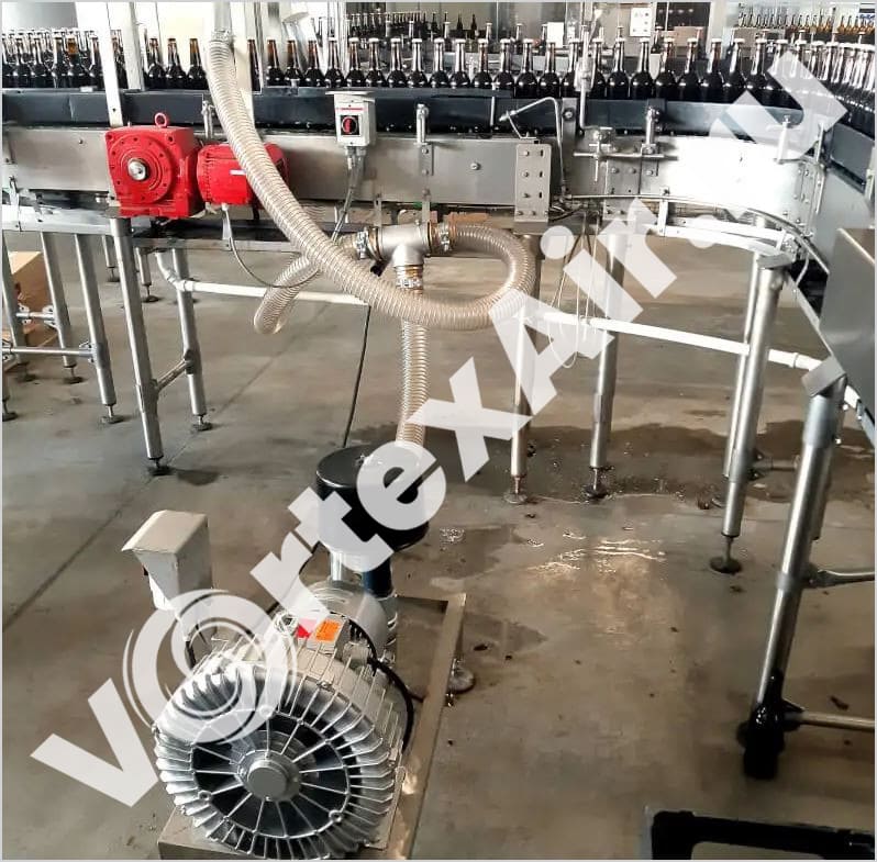 Вихревые воздуходувки для сушки бутылок. Полная комплектация: воздушные ножи, шланги